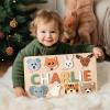 imageCustom Handmade Puzzles for Toddlers Multi Color Scheme Options Wooden Name Puzzle Easter Gifts New Baby Gifts Birthday Gift for Baby Kid Toddler Toddler ToyPuzzle with Animals
