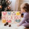 imageHandmade Wooden Name Puzzle Personalized Birthday Gift for Kids Toddler Toys Baby Gift Busy Board PuzzlePuzzle with Animals