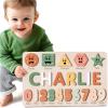 image1 Year Old Gift Boy Personalized Baby Puzzle Custom Name Puzzle Fine Motor Skill Toy Toddler Birthday Gift Baby Learning Toy