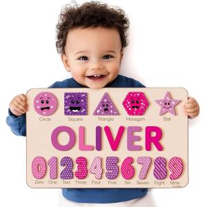 imageABCThemed Custom Name Puzzle Toddler Learning Toy Baby Gift for Girls ampamp Boys Montessori Inspired Christmas ampamp Birthday Present 13 YearsCPCTSCA Certified