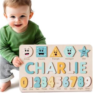 imagePersonalized Gift for Baby Wooden Montessori Toy Educational Toy for Toddler Name Puzzle for Kids Nursery Toys