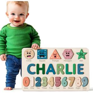 imagePuzzles for Baby Boy and Girl Personalized Name Puzzle for Toddlers 12 Month Toy Gifts for 0 1 2 3 Years Old Baby Gifts Babyshower Christmas Newborn Gift