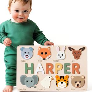 imageSafari Farm Ocean Animals Wooden Puzzles for Toddlers Learning Puzzles Toys with Puzzle BoardampampLetter Blocks Wooden Montessori Toys for Babies 06 648 MonthsTSCACPCRoHs Certified