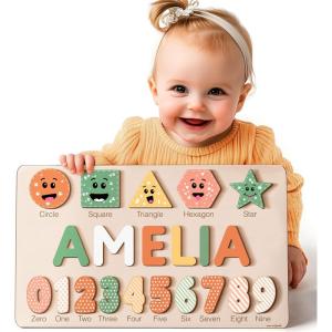 imageZuzu Custom Wooden Name Puzzle 2025  Vibrant Pastel Colors MotorSkill Builder Ideal Gift ampamp Toy for Babies and Toddlers 03 Yrs RoHSCertified Heirloom Quality