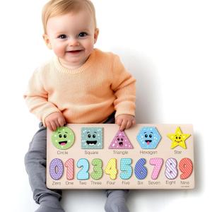 imageWooden Puzzle for Toddlers Boy and Girl Personalized Montessori Toy Puzzle 12 Month Toy Gifts for 0 1 2 3 Years Old Baby Gifts Toddler Gift Kid Gift 3 6 9 12 24 36 Months Black RosePastel