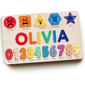 imagePersonalized Toddler Name Puzzle 13 Year Montessori Wooden Toy Educational Baby Gift Baby Shower Idea 036 MonthsHandmade CPCTSCA Certified